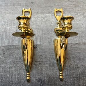 VTG Pair Lacquered‎ EB Brass
Wall Sconce Candlesticks 10.25"